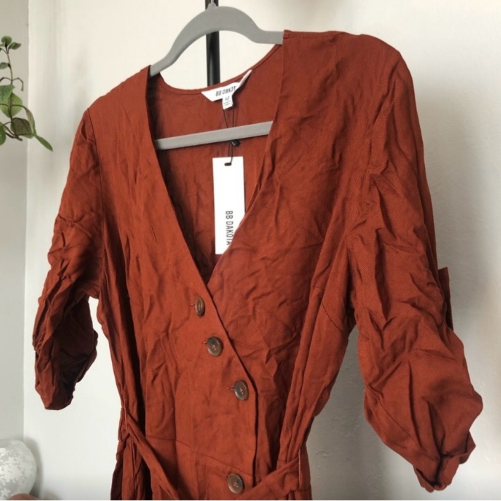 BB Dakota Asymmetrical Rust Midi Dress